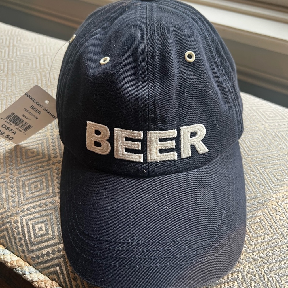 Navy Blue 'Beer' Embroidered Cap NAVY BLUE NWT Fathers Day.